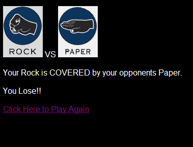 Rock Paper Scissors Game 2nd Screen